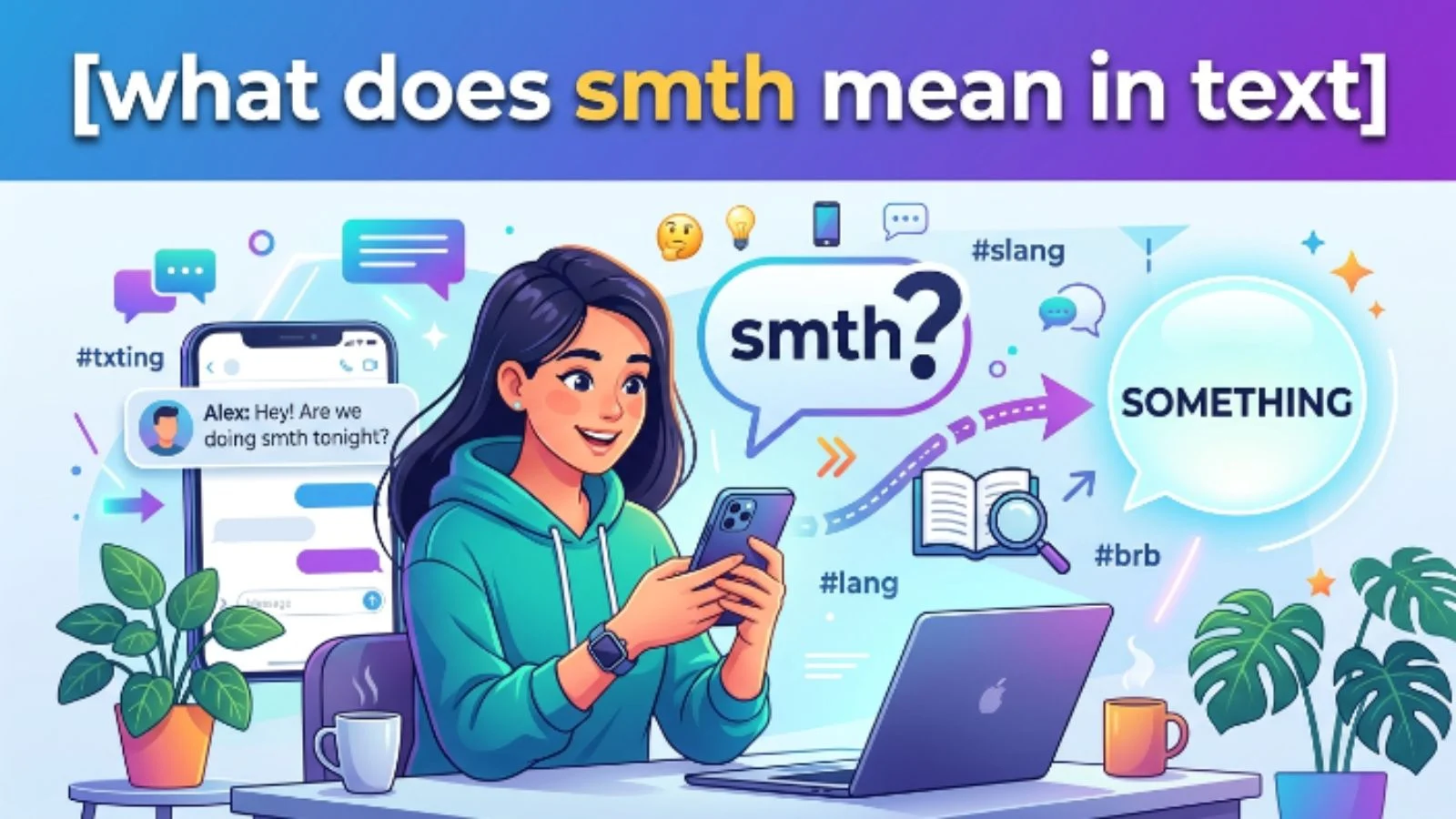 what does smth mean in text